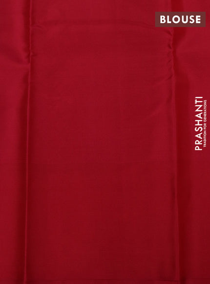 Pure kanchipuram silk saree teal blue and pink with zari woven buttas and simple border