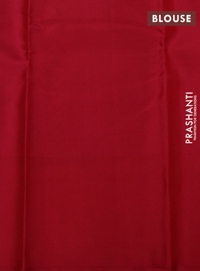 Pure kanchipuram silk saree teal blue and pink with zari woven buttas and simple border