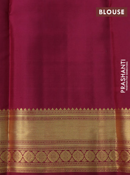 Pure kanchipuram silk saree teal blue and maroon with zari woven buttas and rich zari woven border