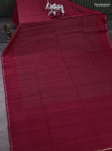 Pink & Elaichi Green Semi Tussar Saree - Printed Blouse