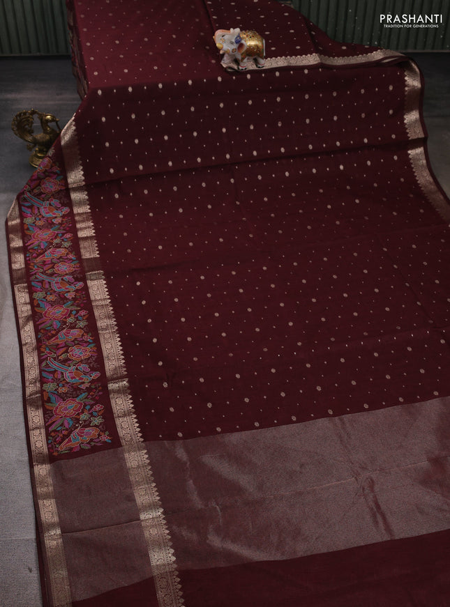 Maroon Semi Tussar Saree - Embroidery