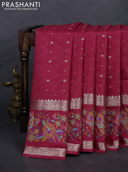 Pink Semi Tussar Saree - Embroidery