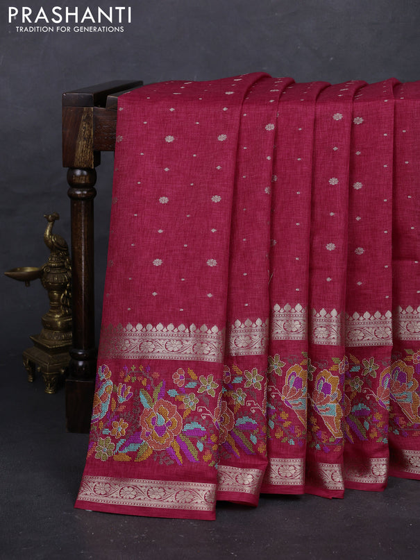 Pink Semi Tussar Saree - Embroidery