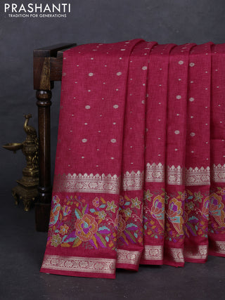 Pink Semi Tussar Saree - Embroidery
