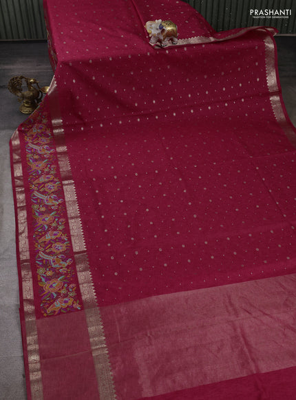 Pink Semi Tussar Saree - Embroidery