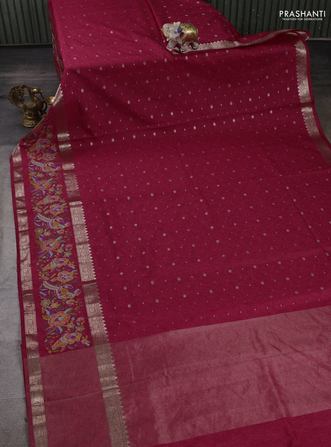 Pink Semi Tussar Saree - Embroidery