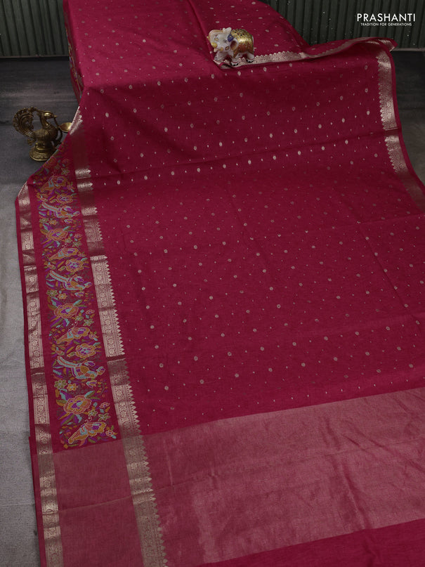 Pink Semi Tussar Saree - Embroidery