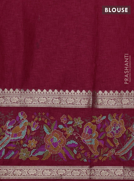 Pink Semi Tussar Saree - Embroidery