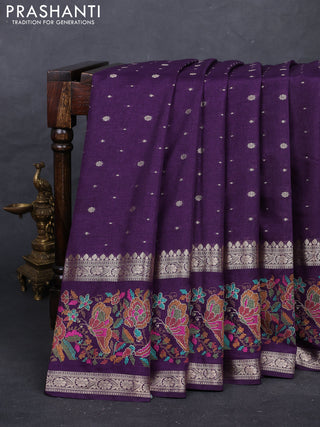 Purple Semi Tussar Saree - Embroidery