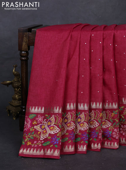 Pink Semi Tussar Saree - Embroidery