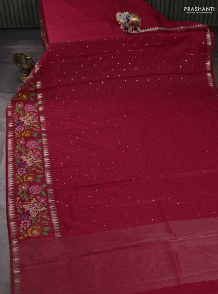 Pink Semi Tussar Saree - Embroidery