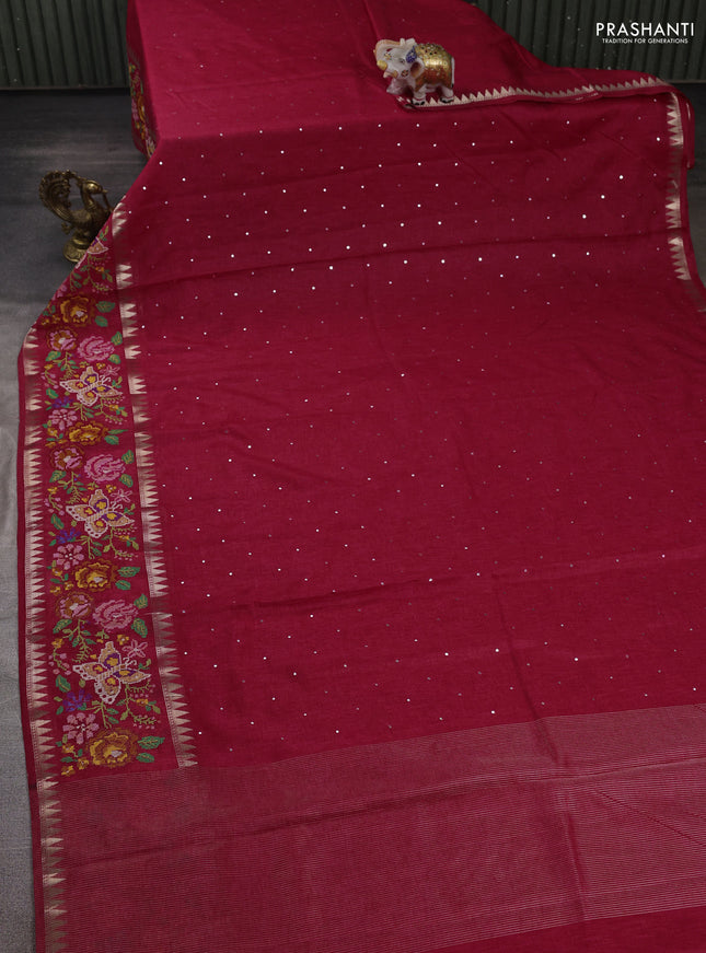 Pink Semi Tussar Saree - Embroidery