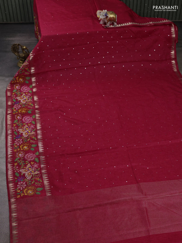 Pink Semi Tussar Saree - Embroidery
