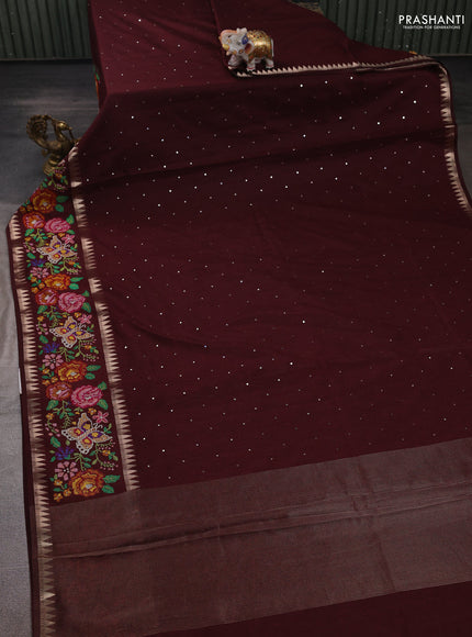Maroon Semi Tussar Saree - Embroidery