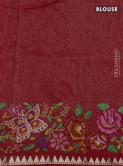 Red Semi Tussar Saree - Embroidery