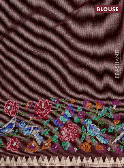 Maroon Semi Tussar Saree - Embroidery