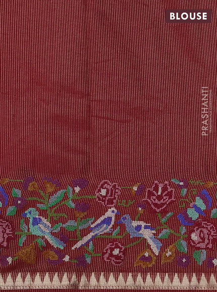 Red Semi Tussar Saree - Embroidery