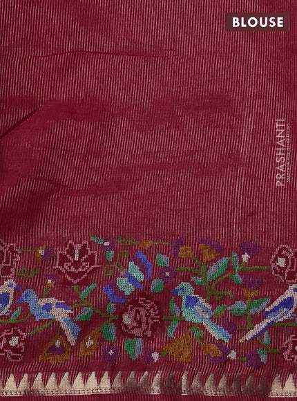 Pink Semi Tussar Saree - Embroidery