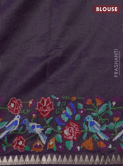 Purple Semi Tussar Saree - Embroidery