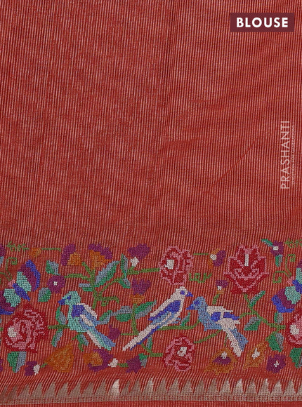Rust Semi Tussar Saree - Embroidery