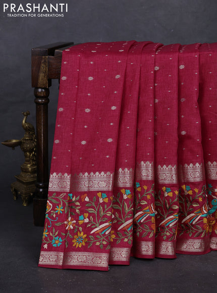 Pink Semi Tussar Saree - Embroidery