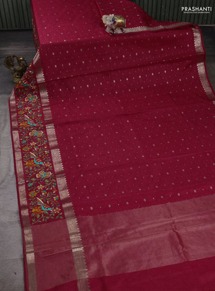 Pink Semi Tussar Saree - Embroidery