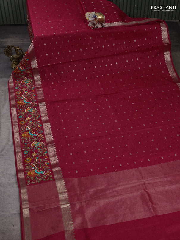 Pink Semi Tussar Saree - Embroidery