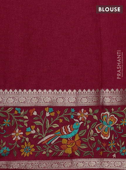 Pink Semi Tussar Saree - Embroidery