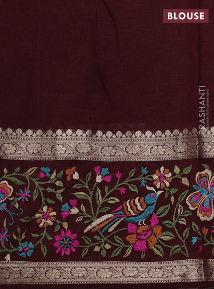 Maroon Semi Tussar Saree - Embroidery