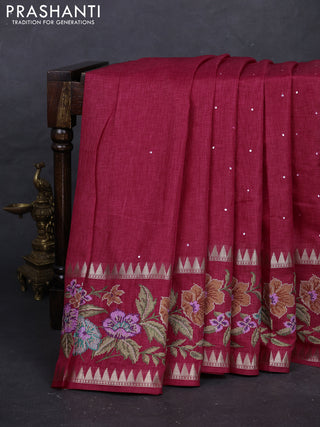 Pink Semi Tussar Saree - Embroidery