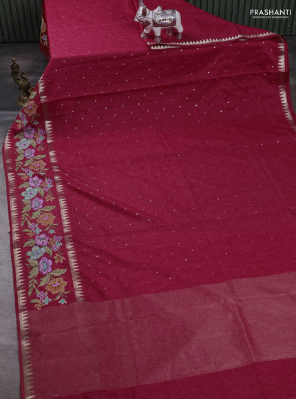 Pink Semi Tussar Saree - Embroidery