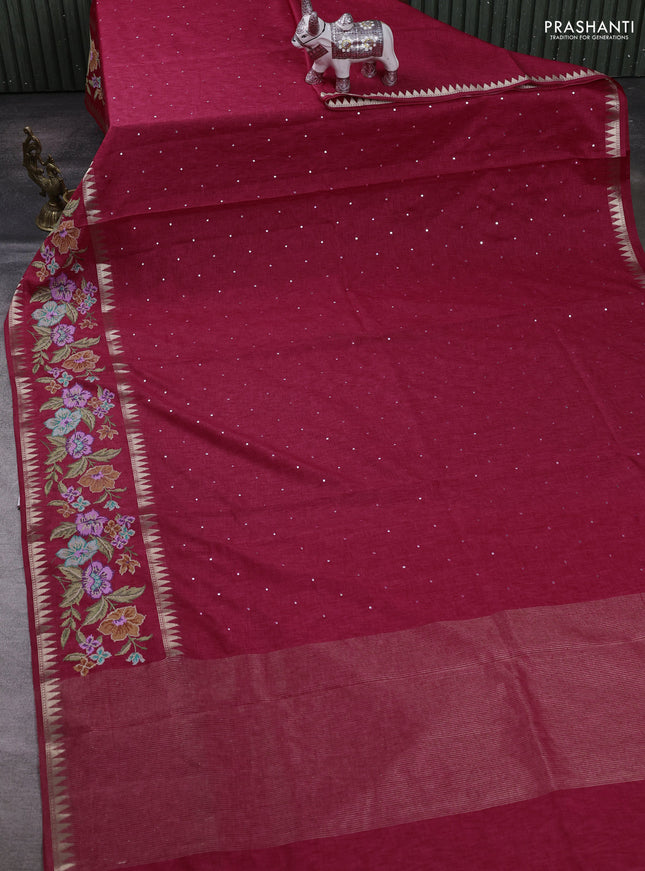 Pink Semi Tussar Saree - Embroidery