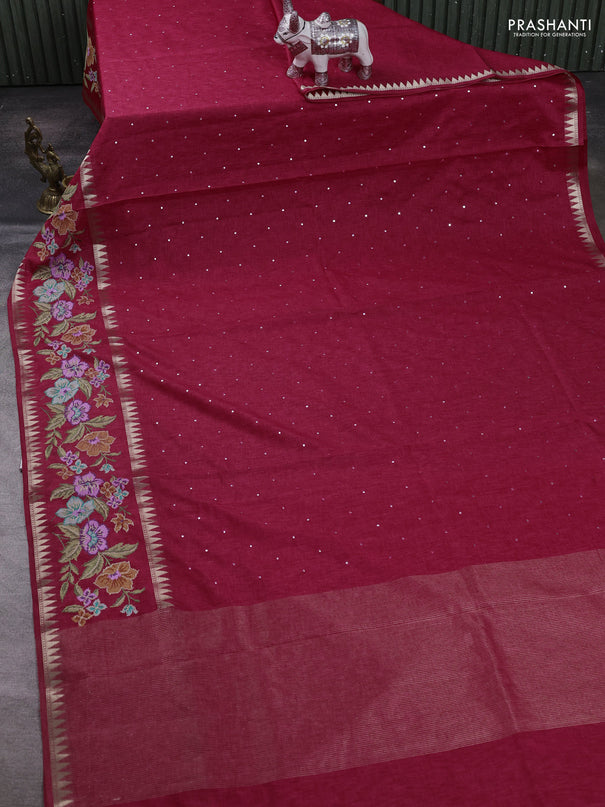 Pink Semi Tussar Saree - Embroidery
