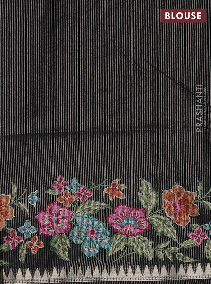 Black Semi Tussar Saree - Embroidery