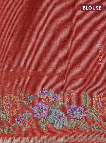 Rust Semi Tussar Saree - Embroidery