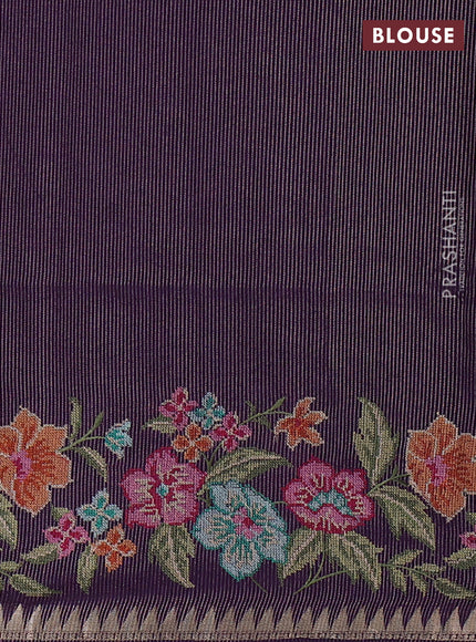 Purple Semi Tussar Saree - Embroidery