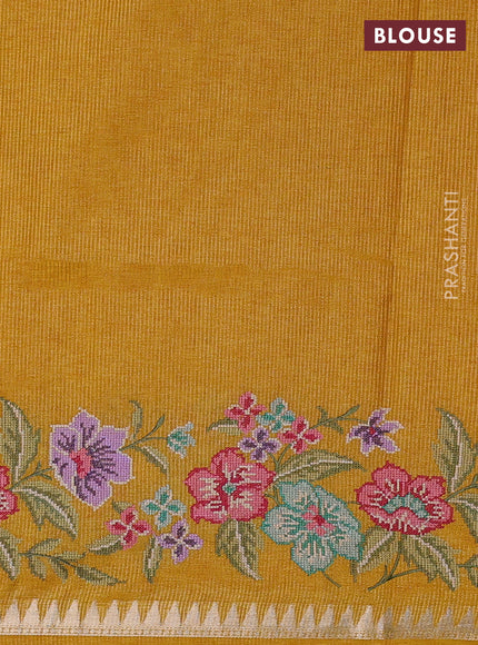 Yellow Semi Tussar Saree - Embroidery