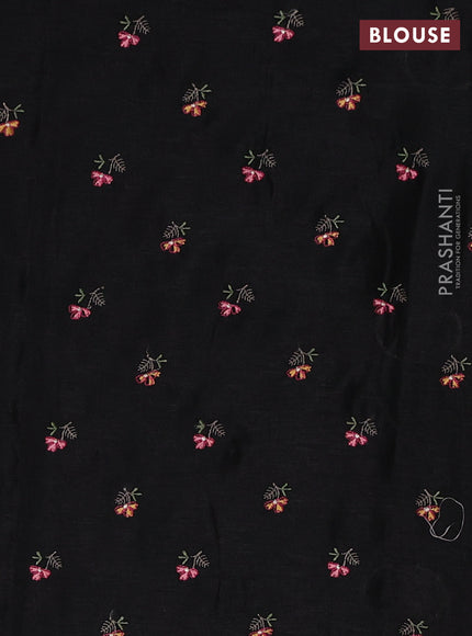 Black Semi Tussar Saree - Embroidery