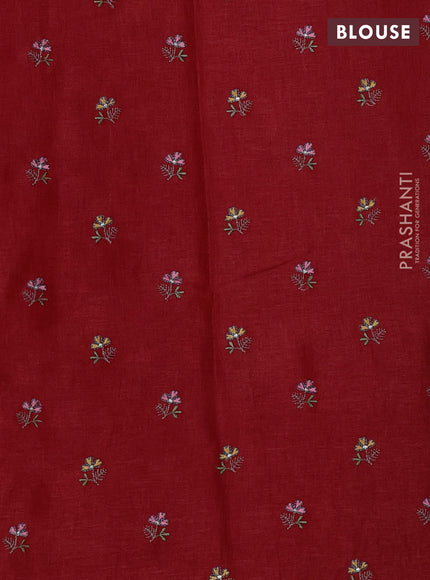 Red Semi Tussar Saree - Embroidery