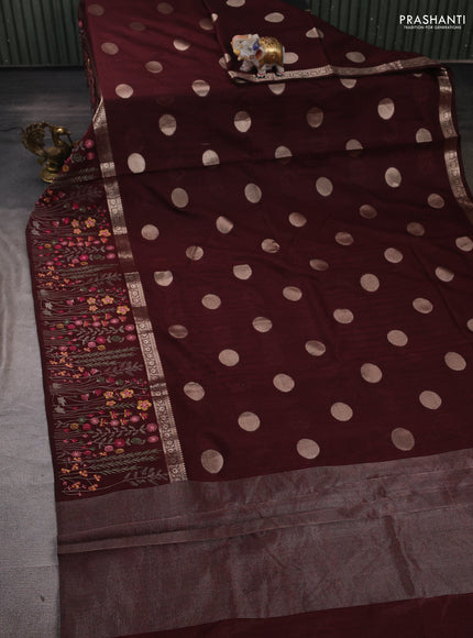 Maroon Semi Tussar Saree - Embroidery