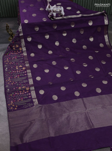 Purple Semi Tussar Saree - Embroidery