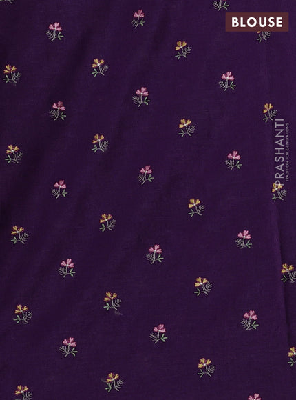 Purple Semi Tussar Saree - Embroidery