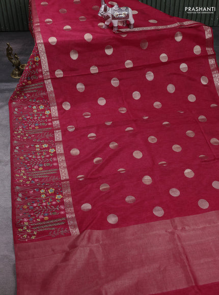 Pink Semi Tussar Saree - Embroidery