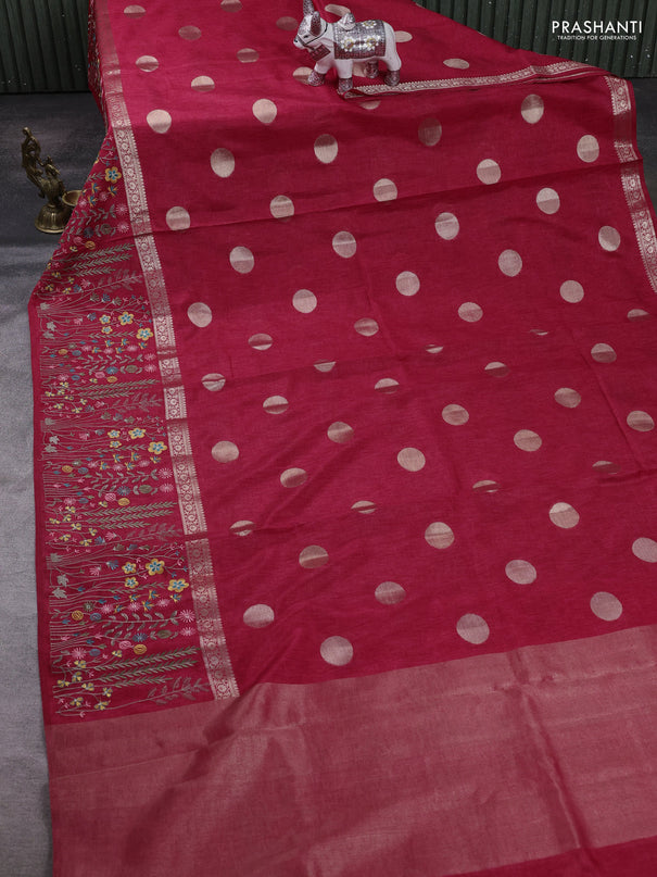 Pink Semi Tussar Saree - Embroidery