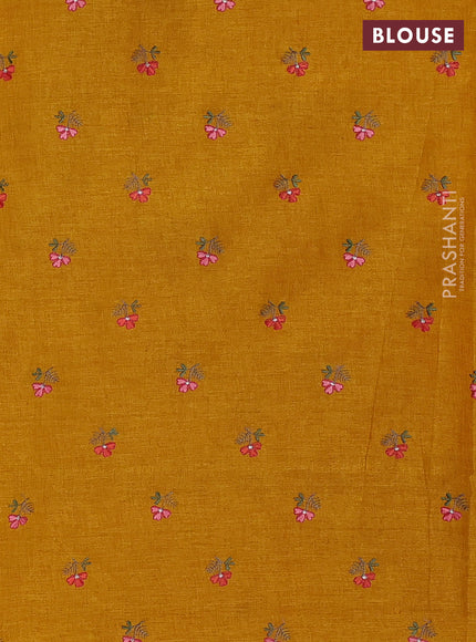 Yellow Semi Tussar Saree - Embroidery