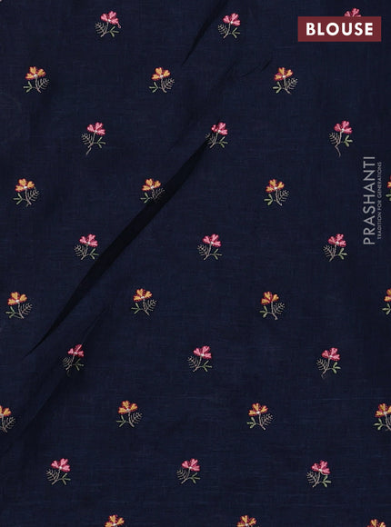 Peacock Blue Semi Tussar Saree - Embroidery