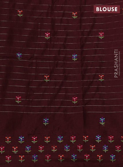 Maroon Semi Tussar Saree - Embroidery