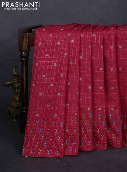Pink Semi Tussar Saree - Embroidery