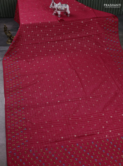 Pink Semi Tussar Saree - Embroidery