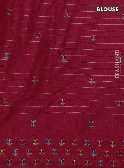 Pink Semi Tussar Saree - Embroidery